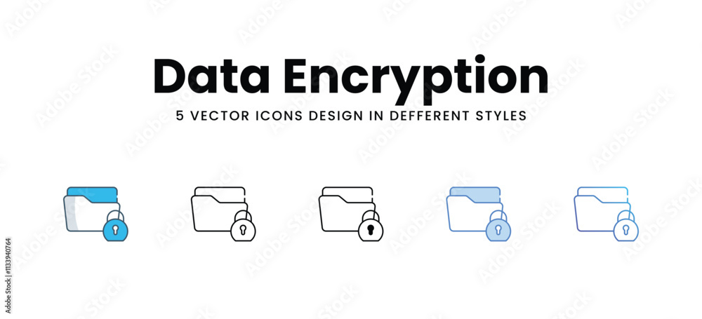 Data Encryption icons set in different style vector stock illustration Data Encryption icons set in different style vector stock illustration