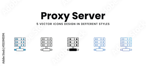 Proxy Server icons set in different style vector stock illustration