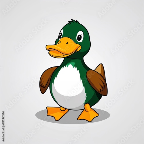 A duck stuffed toy cartoon illustration on plain white background