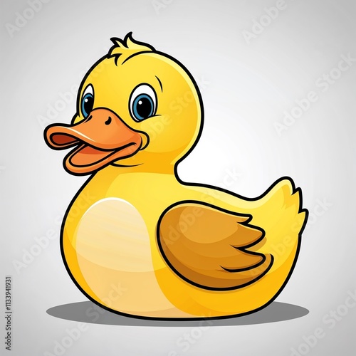 A duck stuffed toy cartoon illustration on plain white background