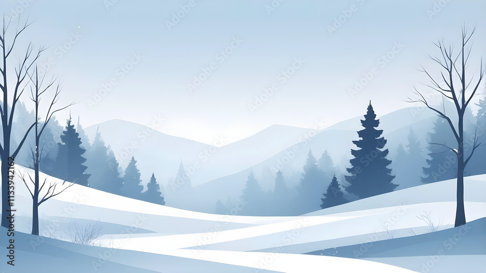 Fototapeta premium Subtle backdrop with winter landscape