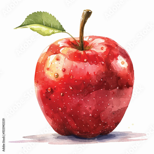 watercolor of bright red apple cartoon