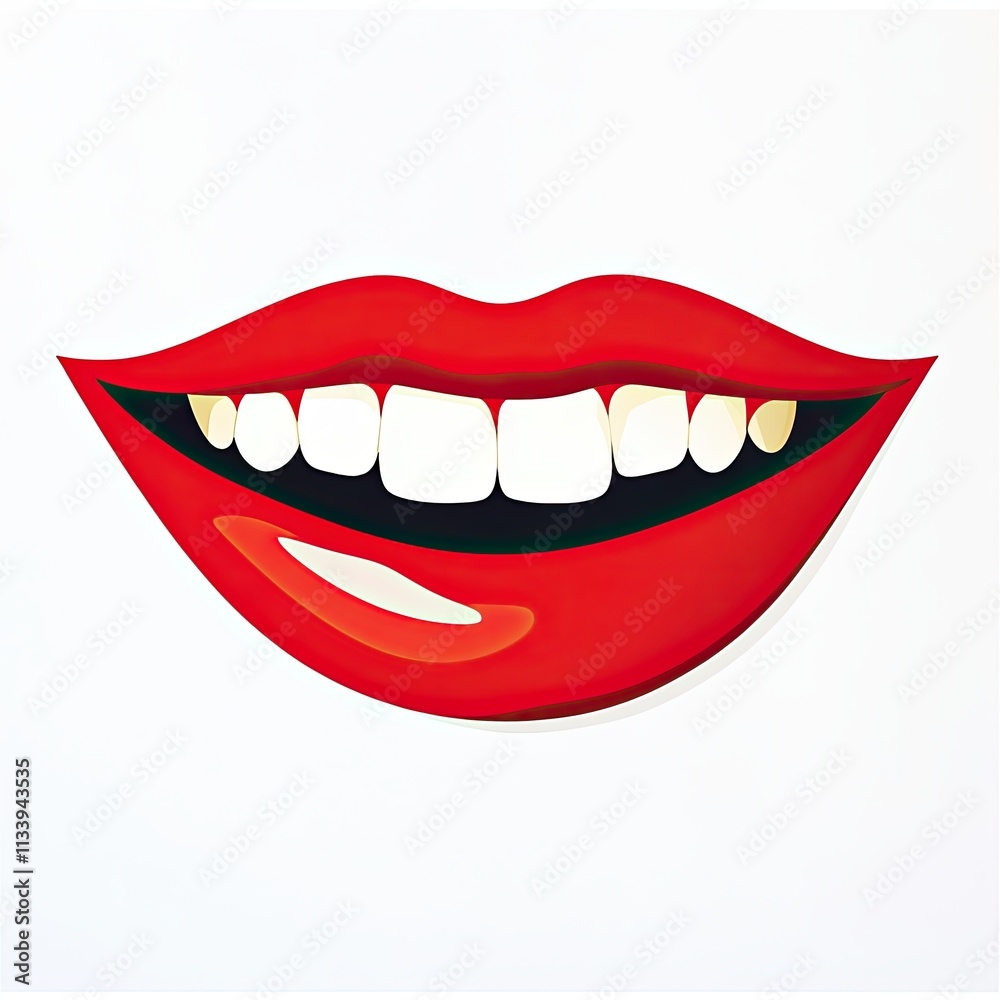Illustration of Smiling Red Lips, Stylized graphic of glossy red lips in a cheerful smile, showcasing bold colors and a playful, modern design on white background.
Illustration of Smiling Red Lips, Stylized graphic of glossy red lips in a cheerful smile, showcasing bold colors and a playful, modern design on white background.