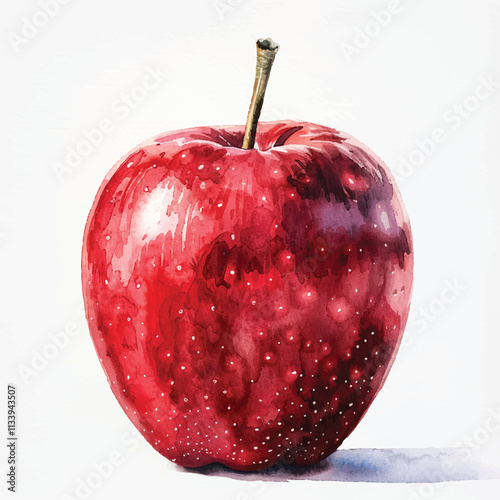 watercolor of bright red apple cartoon