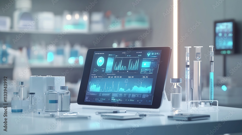 Modern Medical Laboratory Research and Data Analysis on Tablet Modern Medical Laboratory Research and Data Analysis on Tablet
