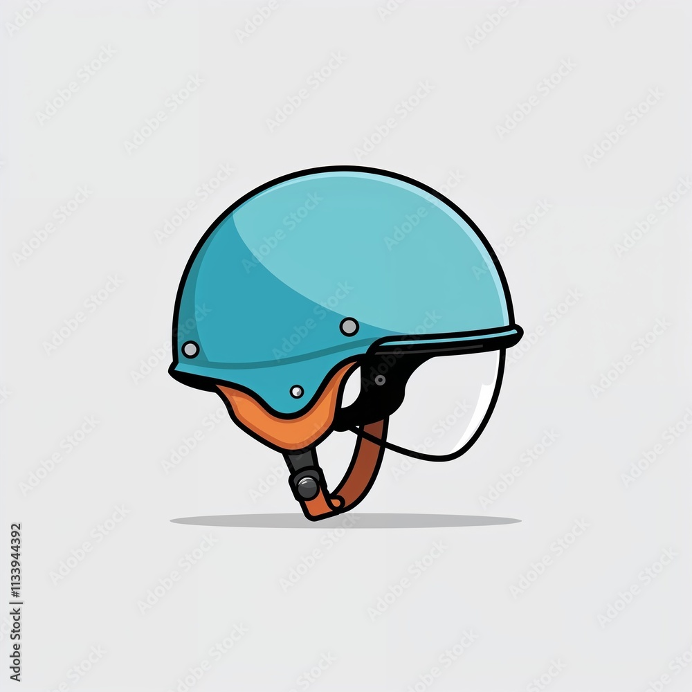 Fototapeta premium A helmet cartoon illustration on plain white background