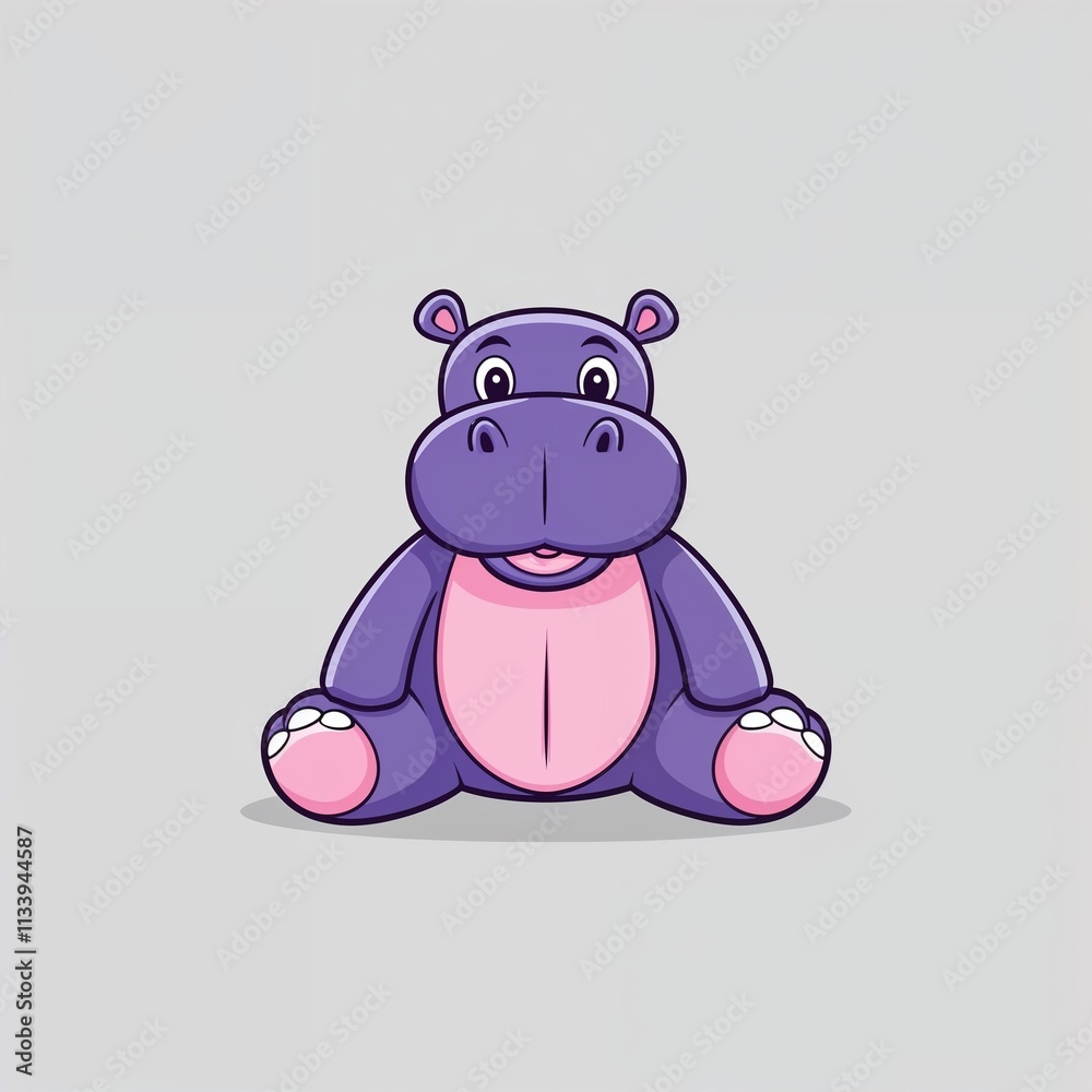 A hippopotamus stuffed toy cartoon illustration on plain white background A hippopotamus stuffed toy cartoon illustration on plain white background