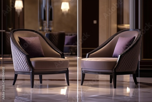 Elegant chairs in a luxurious setting with a refined, decent backdrop, highlighting a modern and sophisticated scene.