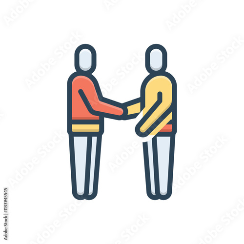 Color illustration icon for handshake