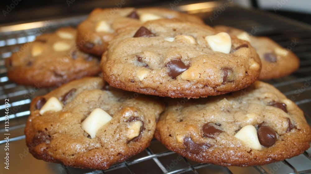 freshly baked chocolate chip cookies on a cooling rack freshly baked chocolate chip cookies on a cooling rack