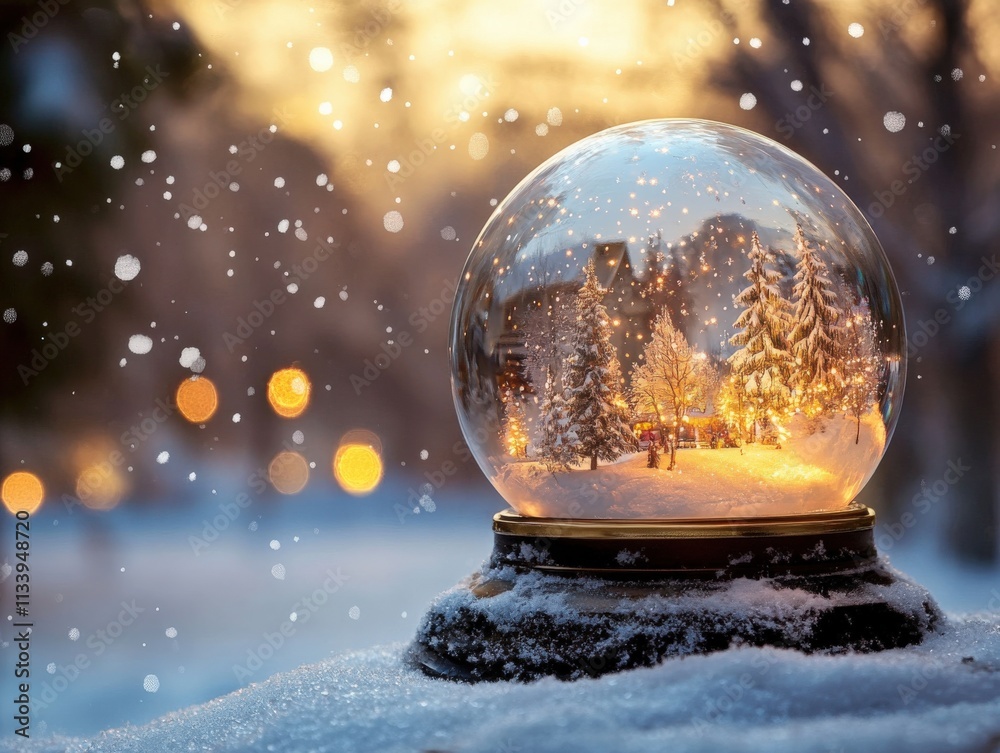 beautiful winter snow globe with festive scene beautiful winter snow globe with festive scene