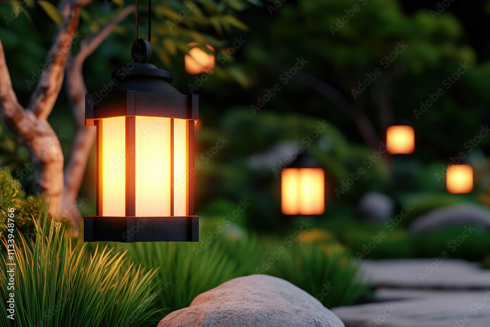 Creating a serene ambiance a tranquil garden at twilight with glowing lanterns and soft grasses capturing nature's peaceful essence Creating a serene ambiance a tranquil garden at twilight with glowing lanterns and soft grasses capturing nature's peaceful essence