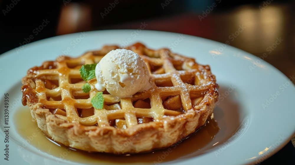 Warm Apple Pie with Scoop of Ice Cream Delight Warm Apple Pie with Scoop of Ice Cream Delight