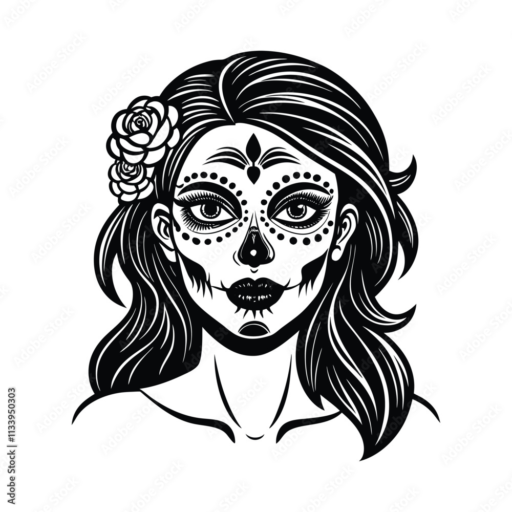 women with a makeup of sugar skull females. women with a makeup of sugar skull females.