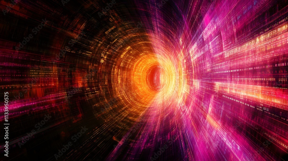 Fototapeta premium Abstract Digital Tunnel Of Light And Data Streams