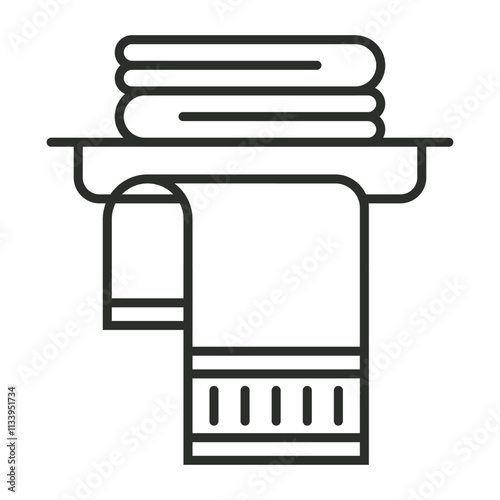 Towel icon, Hotel service symbol outline icon, editable vector illustration and transparent graphic element. Isolated on white background