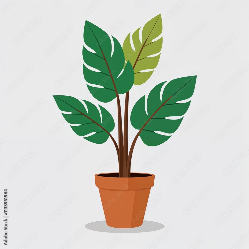 A potted plant cartoon illustration on plain white background