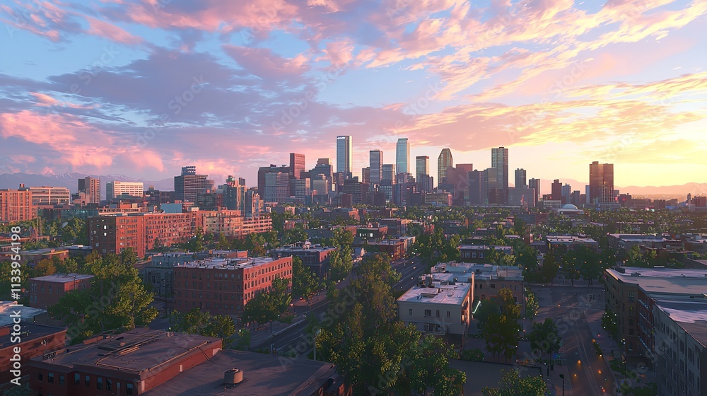 Naklejka premium Denver Skyline Panorama - High Resolution