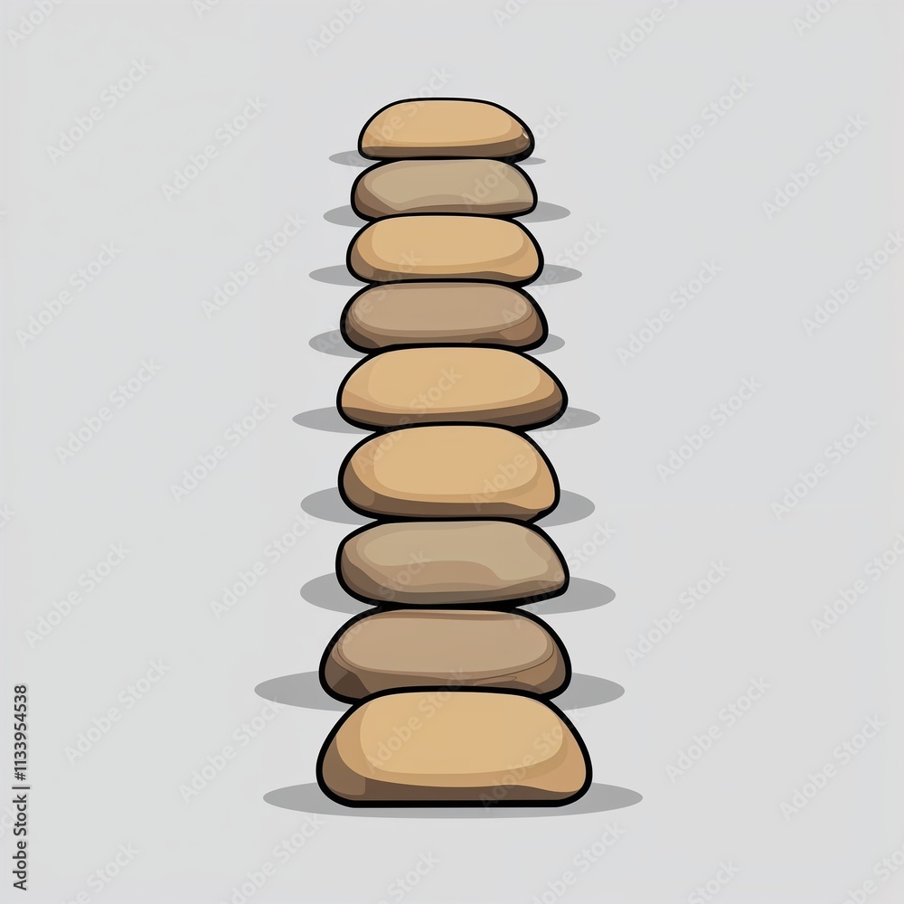 A stone path cartoon illustration on plain white background A stone path cartoon illustration on plain white background