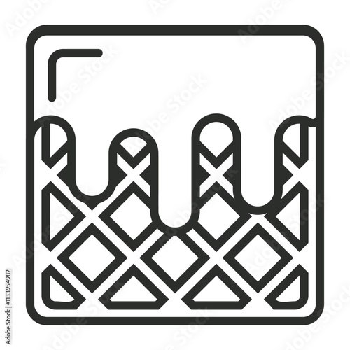Waffle icon, Fast food symbol outline icon, editable vector illustration and transparent graphic element. Isolated on white background