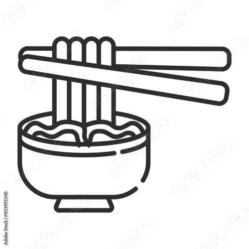 Noodles icon, Fast food symbol outline icon, editable vector illustration and transparent graphic element. Isolated on white background