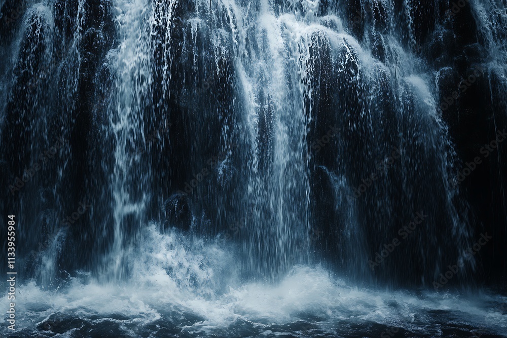 Majestic Waterfall Cascading Down Dark Rocks Majestic Waterfall Cascading Down Dark Rocks