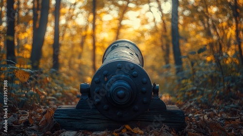 Wallpaper Mural Autumnal Cannon in the Forest: A Historic Scene Torontodigital.ca
