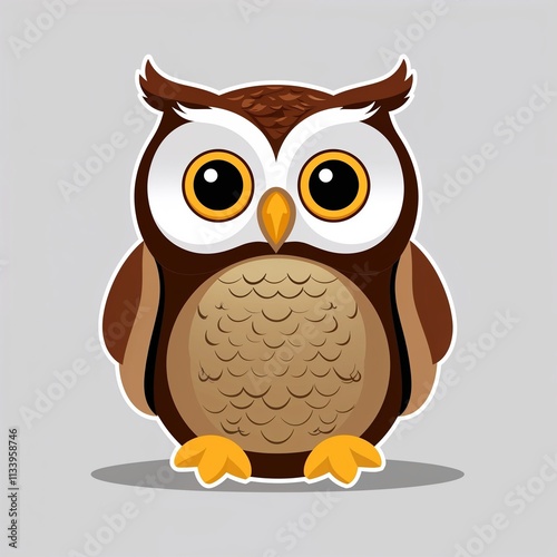 An owl stuffed toy cartoon illustration on plain white background
