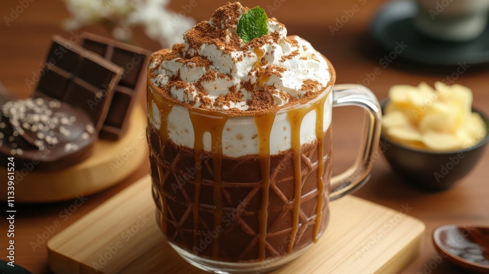 Creamy Chocolate Dessert Beverage with Toppings Creamy Chocolate Dessert Beverage with Toppings