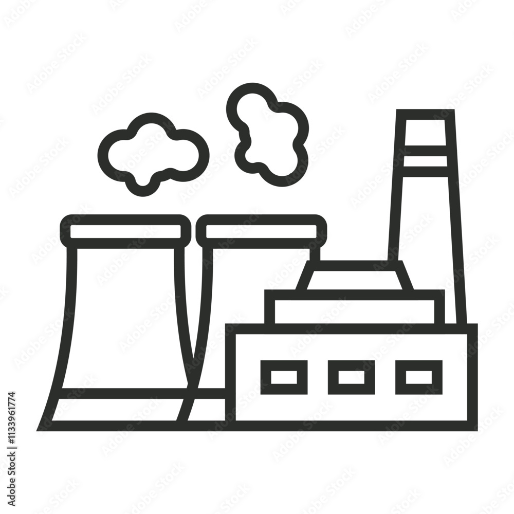 Power station icon, Nuclear symbol outline icon, editable vector illustration and transparent graphic element. Isolated on white background Power station icon, Nuclear symbol outline icon, editable vector illustration and transparent graphic element. Isolated on white background