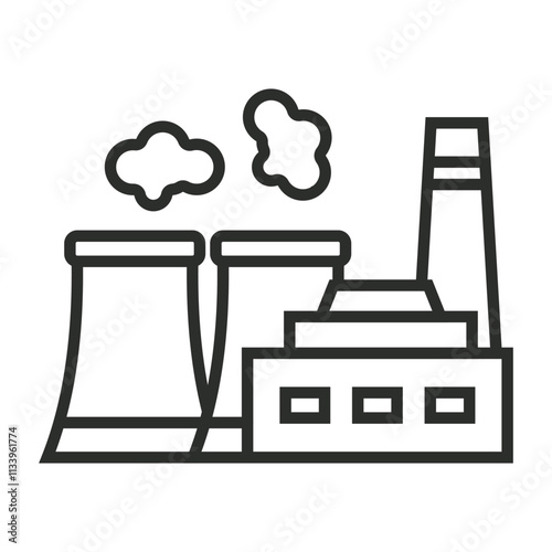 Power station icon, Nuclear symbol outline icon, editable vector illustration and transparent graphic element. Isolated on white background