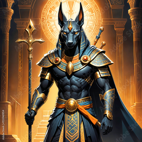 A majestic portrayal of Anubis, the protector of the dead photo