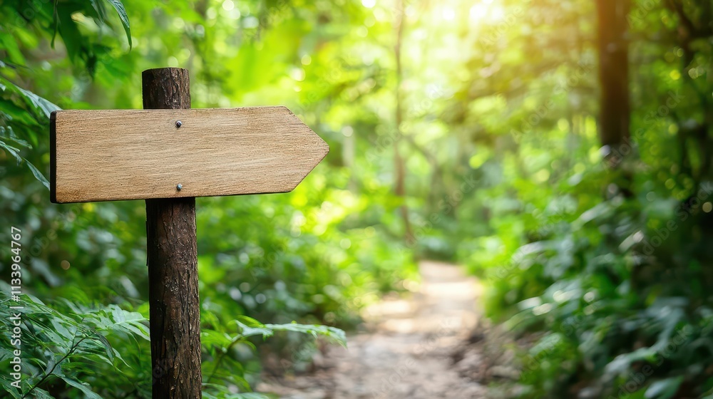 A blank directional signpost in a lush forest, sparking curiosity and the promise of adventure. A blank directional signpost in a lush forest, sparking curiosity and the promise of adventure.