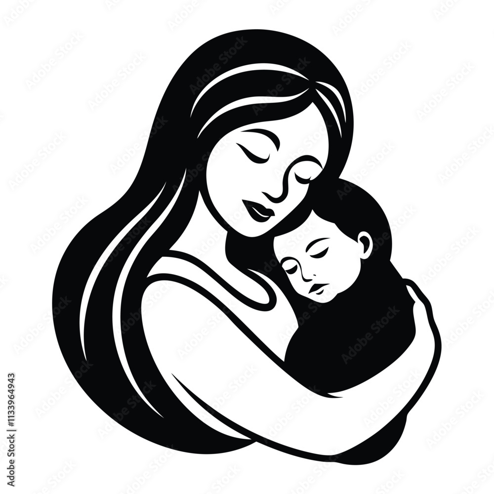 Mother and Baby Care Silhouette Vector Art Illustration - Loving Bond and Tender Moments Mother and Baby Care Silhouette Vector Art Illustration - Loving Bond and Tender Moments