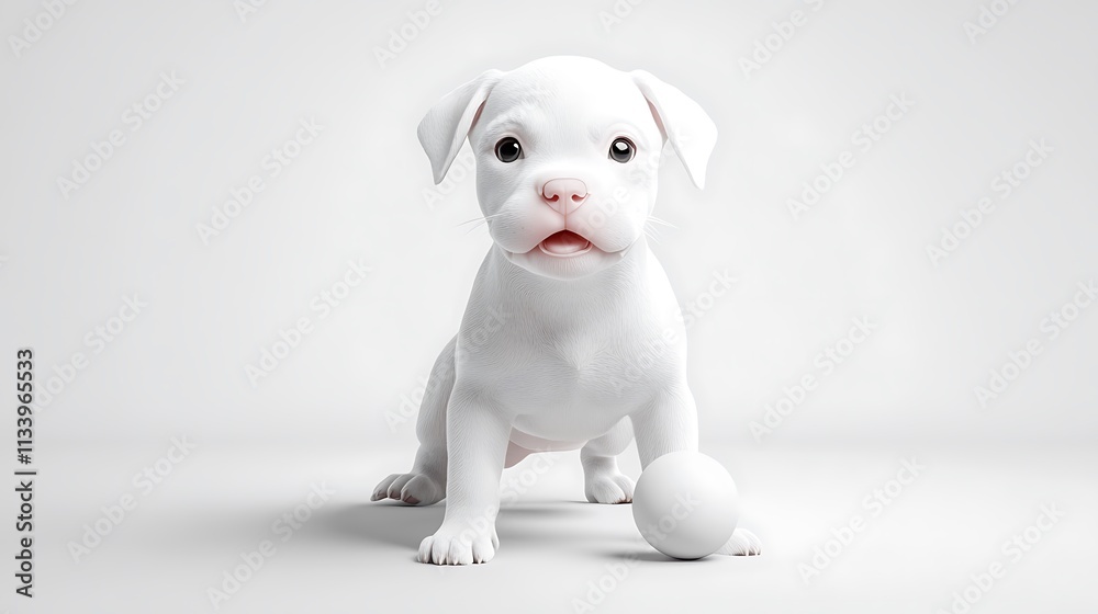 Adorable White Puppy with Playful Expression on Clean Background Adorable White Puppy with Playful Expression on Clean Background