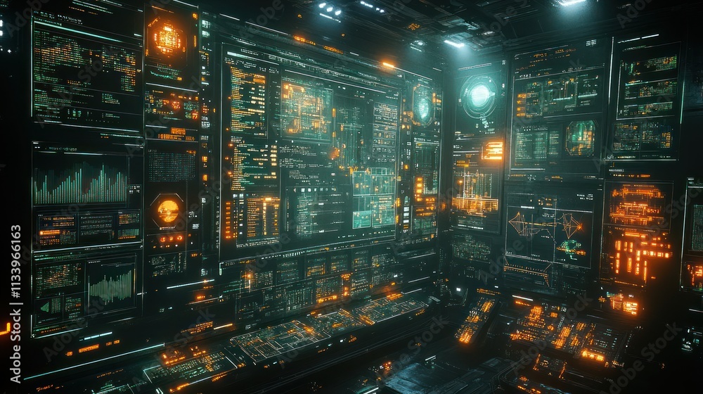 Futuristic Control Room: Immersive Digital Interface Futuristic Control Room: Immersive Digital Interface