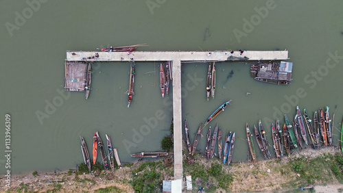 Aerial view of the old pier over the Limboto lake photo