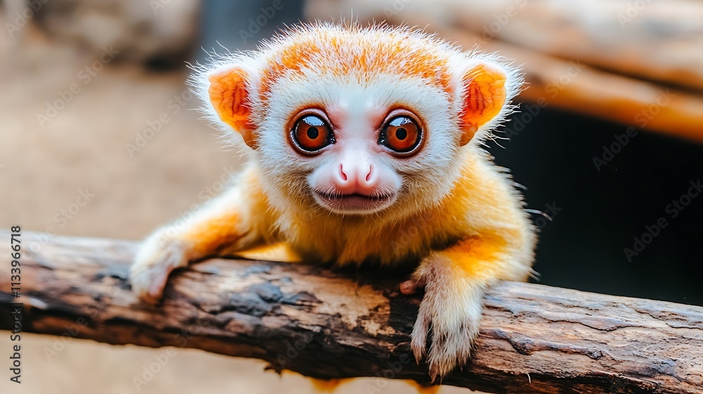 Fototapeta premium Adorable Baby Monkey with Bright Eyes in a Natural Setting