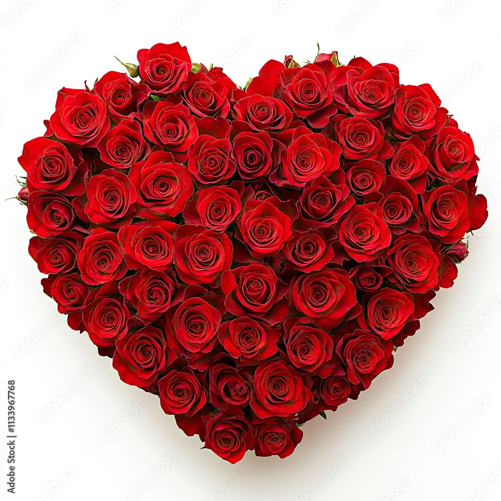 Heart-Shaped Arrangement of Red Roses, A romantic heart-shaped arrangement of vibrant red roses on a white background, symbolizing love and passion in a striking design.
Heart-Shaped Arrangement of Red Roses, A romantic heart-shaped arrangement of vibrant red roses on a white background, symbolizing love and passion in a striking design.