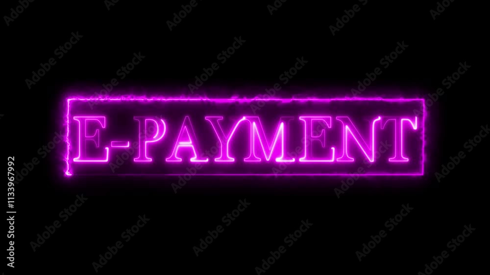 pays for purchases using the contactless payment nfs system. neon payment text animation on black background pays for purchases using the contactless payment nfs system. neon payment text animation on black background