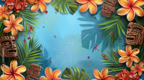 background for a party invitation, tropical and tiki theme