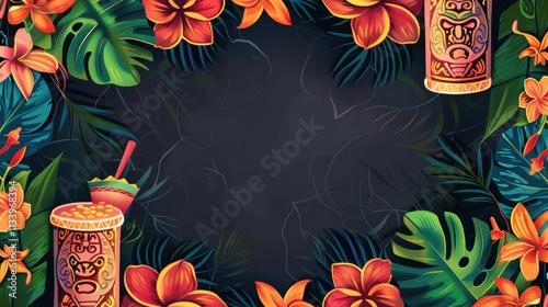 background for a party invitation, tropical and tiki theme