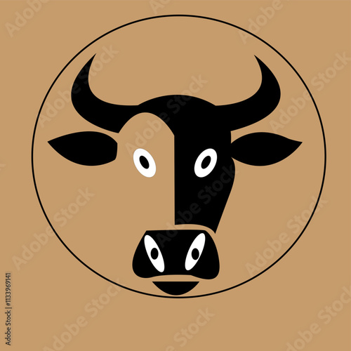 Bull head icon silhouette symbol Buffalo cow ox Bull head logo which means strength courage