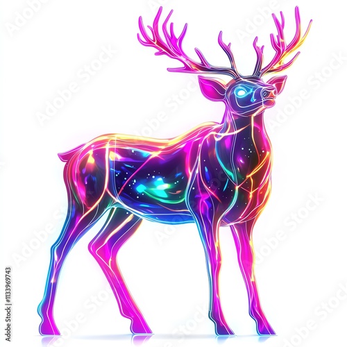 Vibrant holographic deer showcasing an artistic blend of color and light. photo