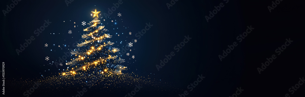 A glowing Christmas tree stands elegantly with twinkling lights and sparkling snowflakes, creating a joyful atmosphere in the winter holiday season. A glowing Christmas tree stands elegantly with twinkling lights and sparkling snowflakes, creating a joyful atmosphere in the winter holiday season.