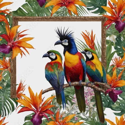 frame of colorful birds photo