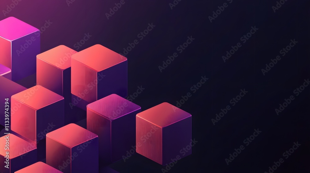 Abstract Geometric Cubes in Pink and Purple Hues Abstract Geometric Cubes in Pink and Purple Hues