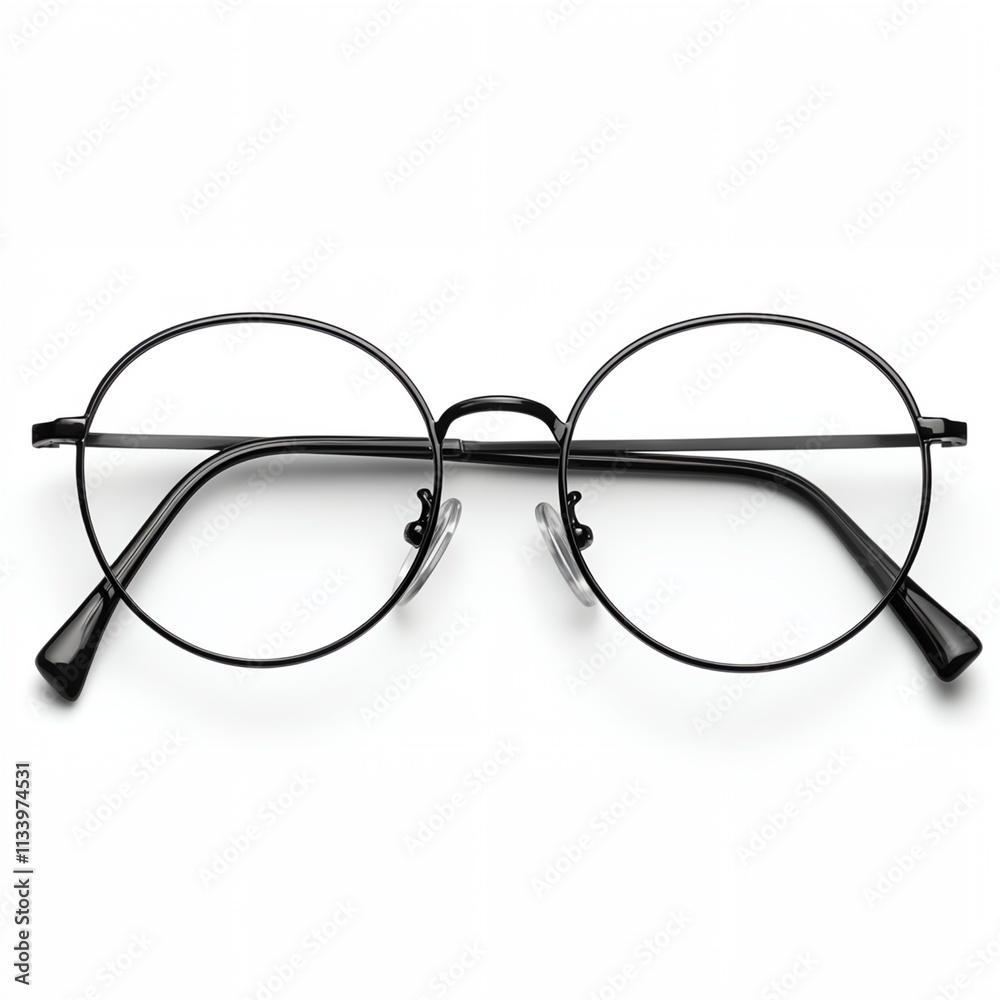 Fototapeta premium A pair of black eyeglasses with a black frame