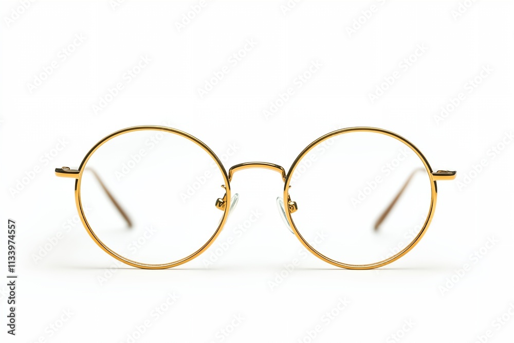 A pair of gold framed glasses with a white frame