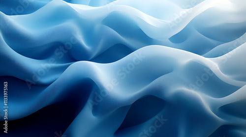 Abstract flowing blue waves with a soft light gradient in a fluid design - Generated AI